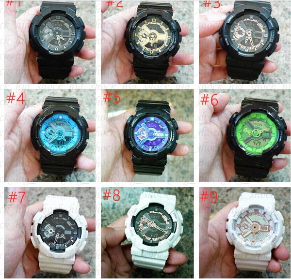 

2021 new brand men's wristwatch, dual display gmt digital led reloj hombre military sport watch relogio masculino for teens mens watche, Slivery;brown