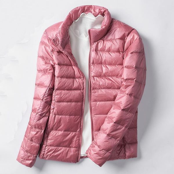 

womens short bomber jacket ultra thin super light 2019 spring autumn ladies slim coat jackets stand neck female duck down coats, Black;brown