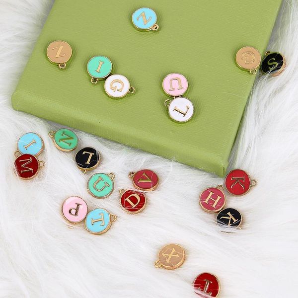 

26pcs alphabet set alloy enamel charms round letters pendant beads for jewelry making findings diy necklace pendants jllrdr