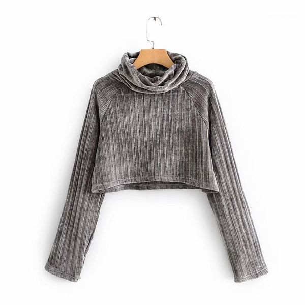 

women's sweaters 2021 women's autumn and winter lazy wind pile neck high sweater loose waist open navel short bottoming sweater1, White;black