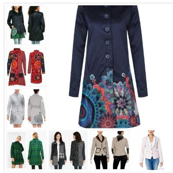 

spanish deg style fashion jacket embroidered trench coat overcoat 36-46 c1115 c1118, Black