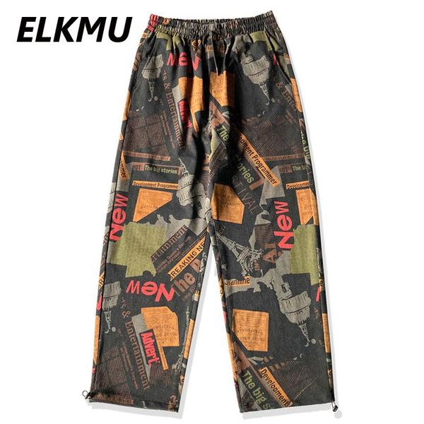 

men's pants elkmu vintage pant men hip hop streetwear graffiti printing jogging dance fashion jogger trousers male he551, Black