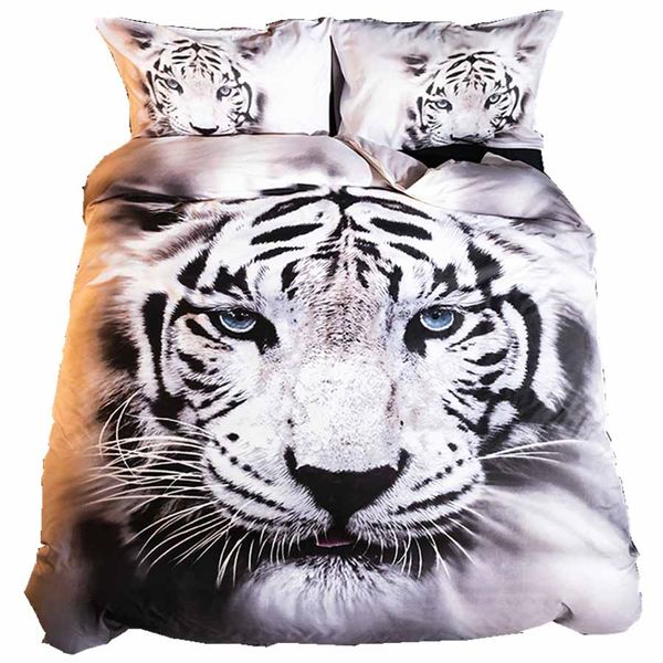 

wostar 100% cotton bedding set bed sheet duvet cover pillowcase 3d printed tiger home textiles comforter bedding sets bed linen
