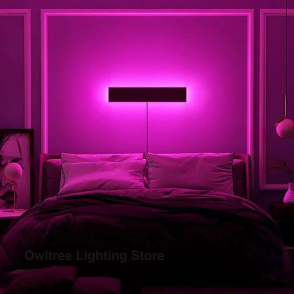 

modern rgb led wall lamp living room decoration colorful bedroom bedside wall lights dining room indoor lighting dimmable lights