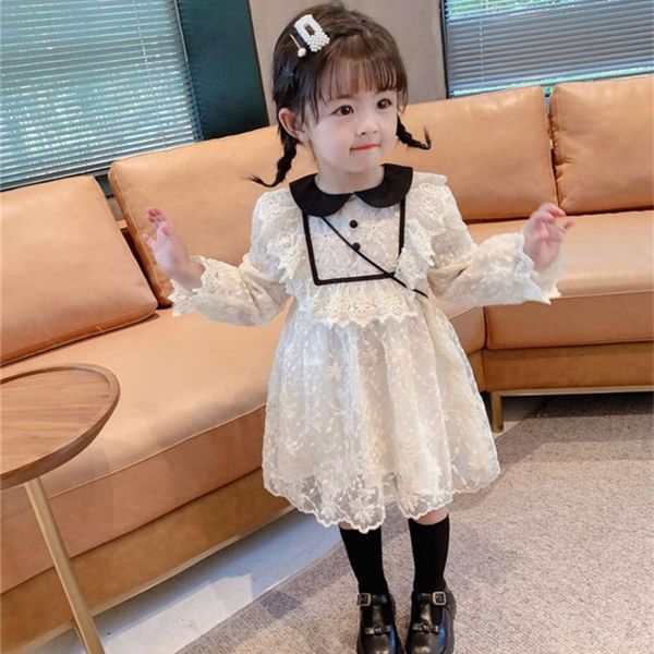 

girls' plush 2020 winter new korean lace doll collar lovely fairy princs drs, Red;yellow