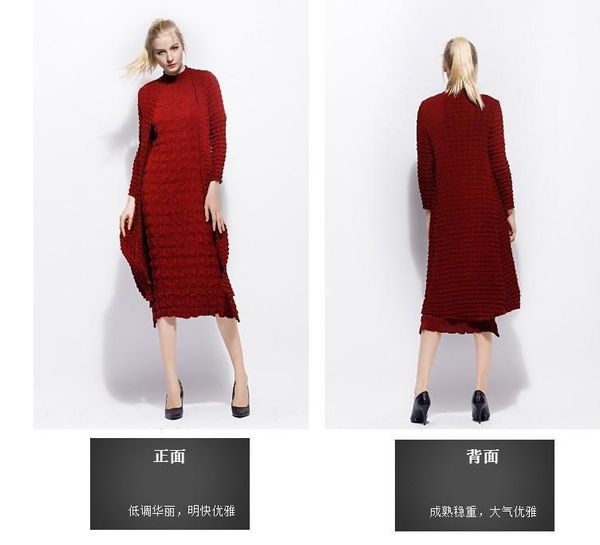 

women's trench coats selling miyake fashion fold long-sleeved pure color v-neck single button coat in stock1, Tan;black