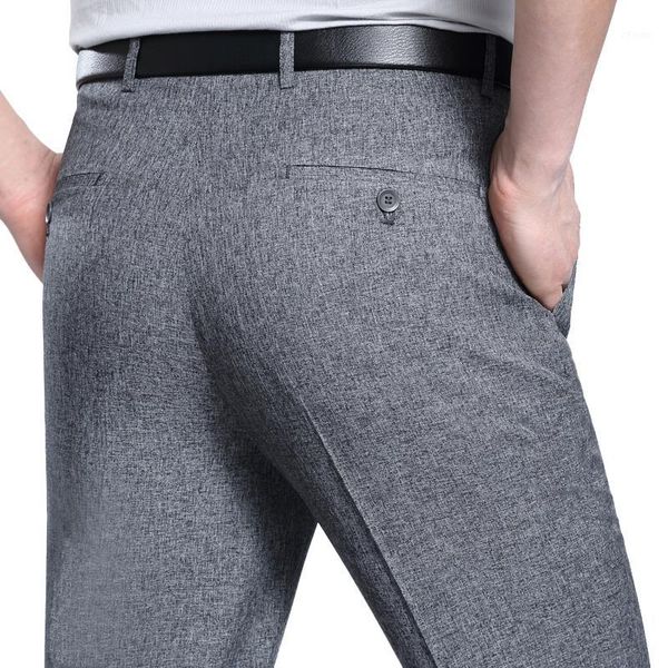 

wholesale- men's business casual thin suit pants linen summer style solid straight work pant for man classic dress pants anti wrinkle 4, White;black
