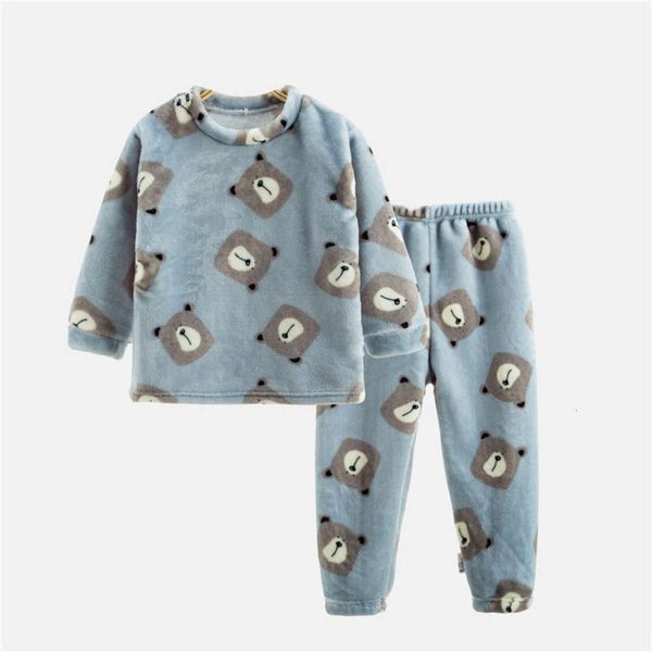 

home autumn winter girls' boys' and wear flannel pajamas setck1b, Blue;red