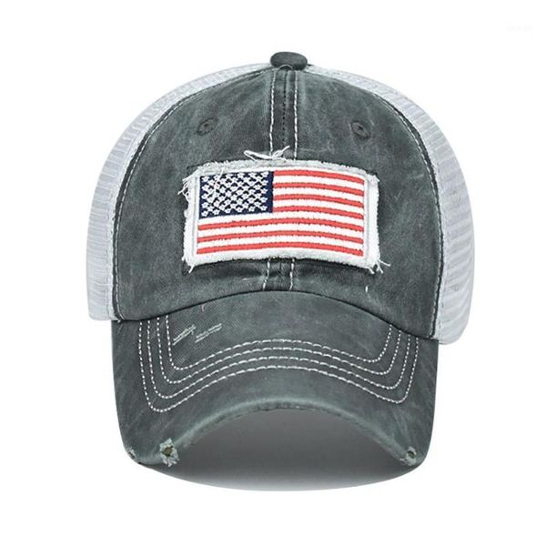 

cycling caps & masks outdoor sports women washed cotton high ponytail flag sunhat1, Black
