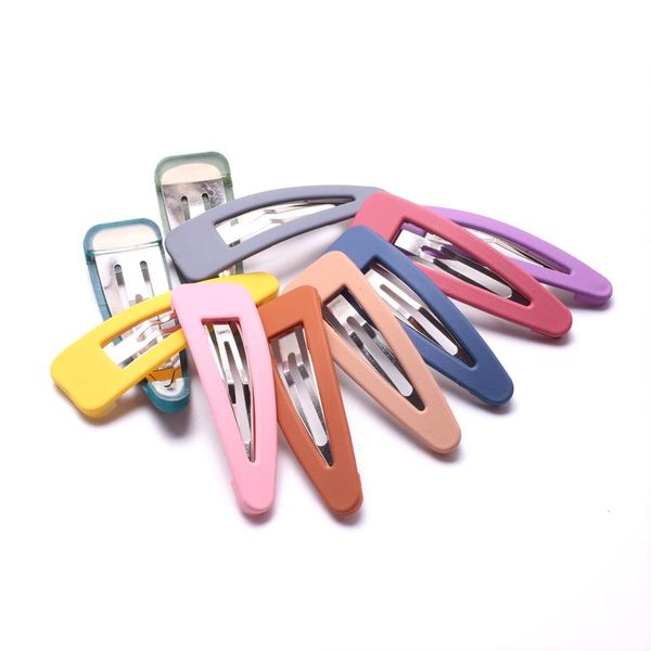 

6cm matte hair clips for baby girls triangle clips styling accessory 10 color lovely hairpin large metal barrettes for children wmtdir, Black;brown