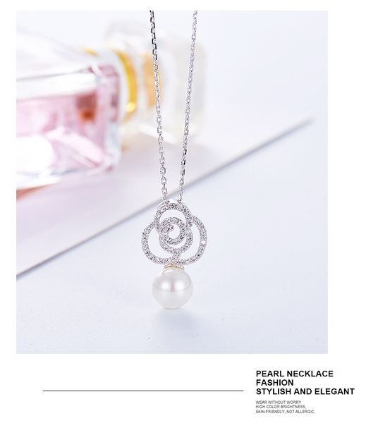 

factoryqtetchain rose pearl pendant clavicle simple temperament