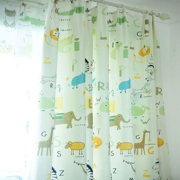

cartoon small animal print half blackout curtain children's room environmental protection children's bedroom