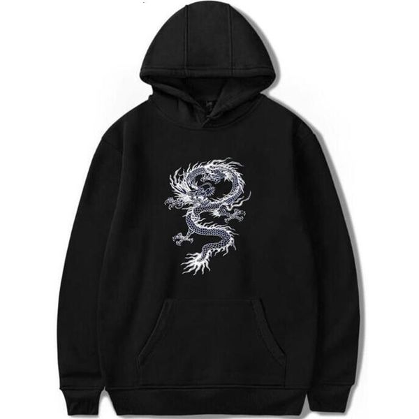 

hoodies men's 2019 chinese dragon print hoodie street casual hip hop sweatshirts men high-end brand hoody plus size coat jacket, Black