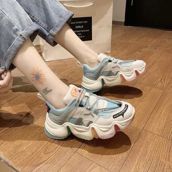 

women platform sneakers vulcanized height increasing shoes rainbow female lace up breathable torre shoes ladies fashion footwear #n043
