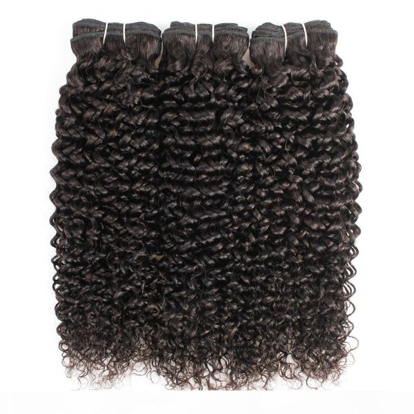 

natural color 3 связки джерри завитые выдвижения волос afro стиль бразильский перуанский малазийский индийский девы weave человеческих волос, Black