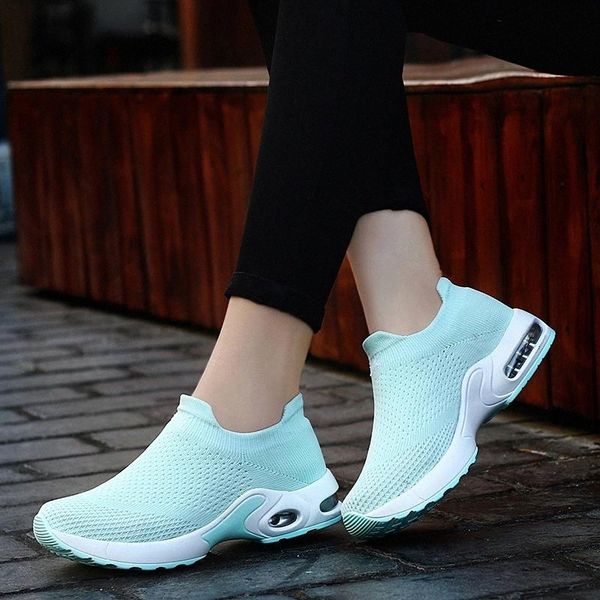 

women flats shoes flat platform slip on casual mesh sneakers loafers black sock shoes female stretch creepers female footwears #ae5d