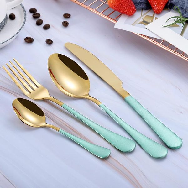 

steel cutlery set gold cutlery set stainless steel cutlery western dinnerware set kitchen knives spoon pink dropshipping h jllgwn