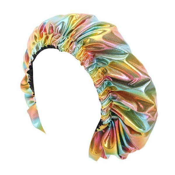 

beanie/skull caps women holographic metallic night sleep cap reversible double layer bonnet hat b95f, Blue;gray