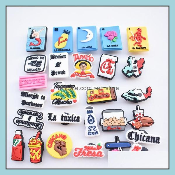

pvc mexican food flags shoe charm decorations accessories jibitz for croc charms clog buttons decor drop delivery 2021 parts shoes jqcc5, White;pink