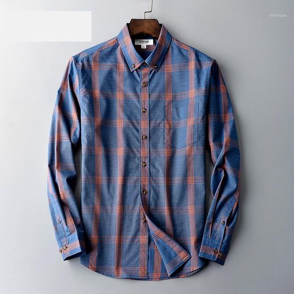 

2020 new arrival fashion spring men long sleeve casual shirts pure cotton plaid single breasted autumn plus size -3xl4xl5xl6xl1, White;black