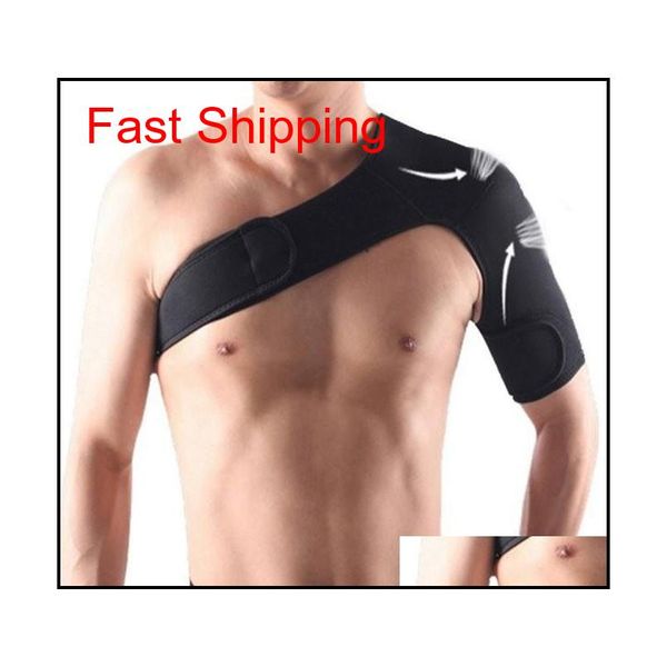 

shoulder support brace basketball arm sleeve men safety sports injury guard posture corrector back protector 81y7j, Black;blue