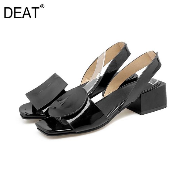 

deat] 2020 new spring summer square toe shallow round ring western style pu leather sandals for women shoes fashion tide 10g856 q1204, Black