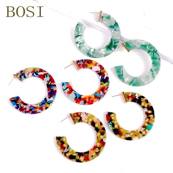 

dangle & chandelier earrings acrylic boho large circle fashion for women geometric colorful alloy earring jewelry acetate statement, Silver