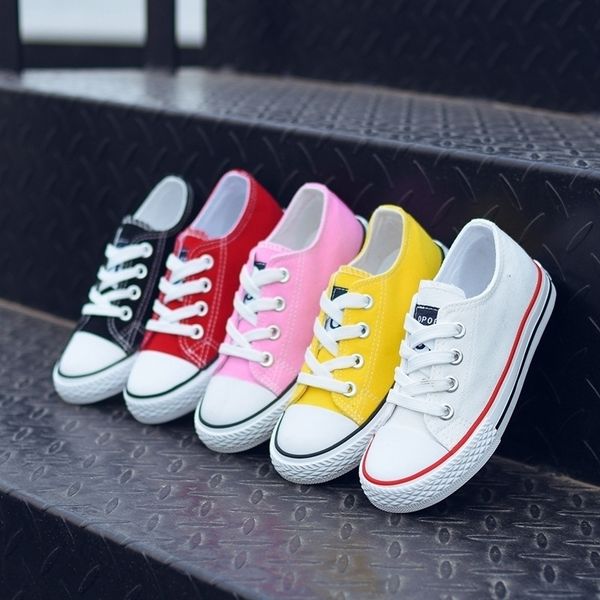 

kids for girl canvas boys sneakers spring autumn girls white short solid fashion children shoes 201201, Black