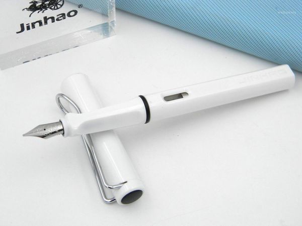 

fountain pens milk white quality fashion design m nib plastic pen jinhao 5991