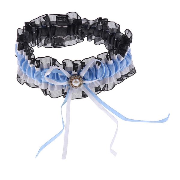 

bridal diamond bow knot lace garter wedding accessories, Black;white