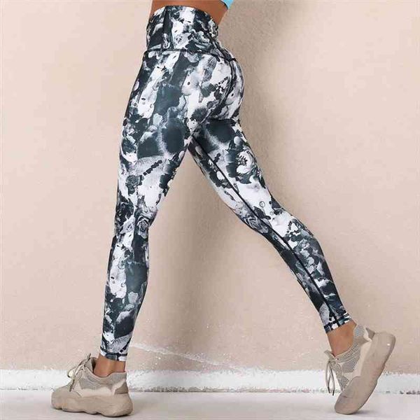 

casual pants women gym high waist booty lifting flower printed leggings female leggings print girl fitness booty leggins, Black