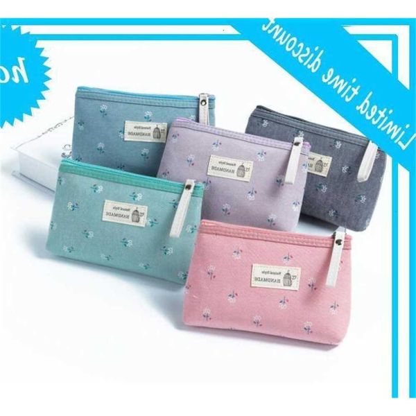 

dhl 50pcs cosmetic women canvas shivering printing zipper storage bag 5colors