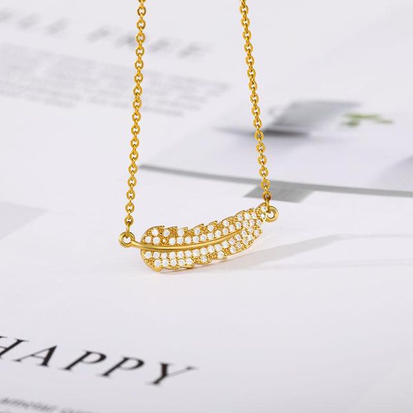 

classic simple leaf pendant necklace cubic zirconia korean version charm women fashion clavicle chain jewelry men and women gift, Silver