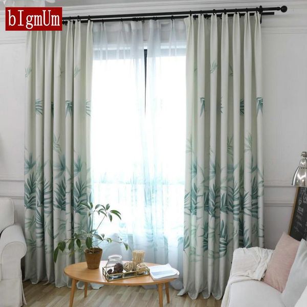 

curtain & drapes stylish bamboo modern chinese style bedroom leaves cortinas for living room polyester window decorative fabric
