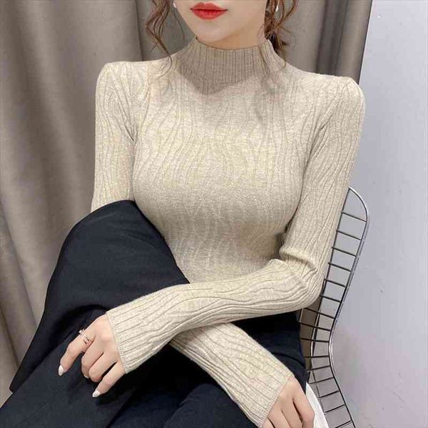

womens half turtleneck sweater bottomed shirt with autumn and winter clothing, White;black