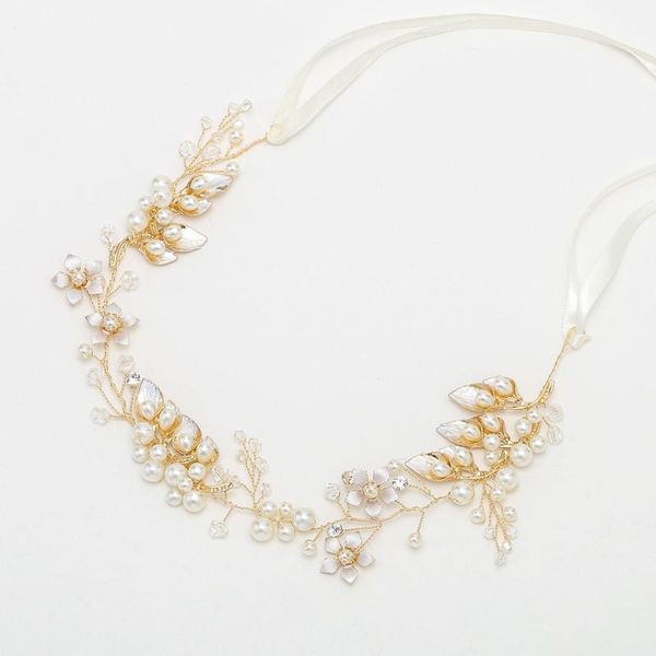 

slbridal handmade wired rhinestone crystal pearls wedding headband bridal hair vine hair accessories bridesmaids women jewelry, Golden;silver