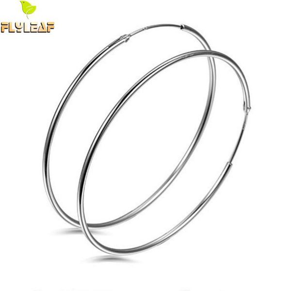 

925 sterling silver exaggeration big hoop earrings for women simple personality lady girl gift fine jewelry flyleaf, Golden;silver