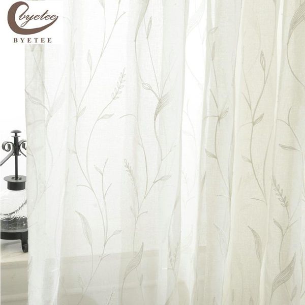 

curtain & drapes [byetee] white gauze embroidered voile kitchen curtains doors for bedroom yarn tulle living room