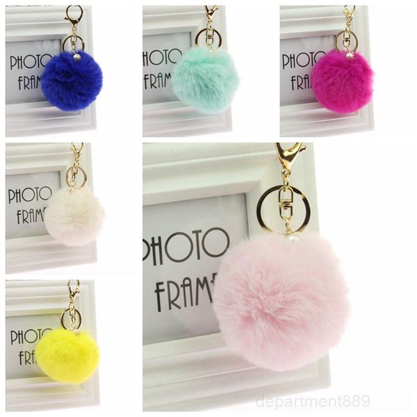 

peal keychain bag car holder pendant rabbit fur ball plush key chain rings fashion jewelry party favor owc1128