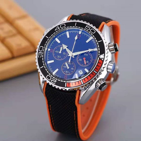 

2021 wholesale fashion men watches all dial work stainless steel quartz movement rubber strap chronograph mens sport wristwatches clock, Slivery;brown