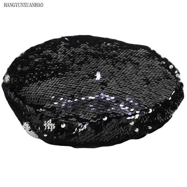 

berets hangyunxuanhao women fashion sequin beret hat autumn winter black bonia for woman adjustable cap boinas para mujer, Blue;gray