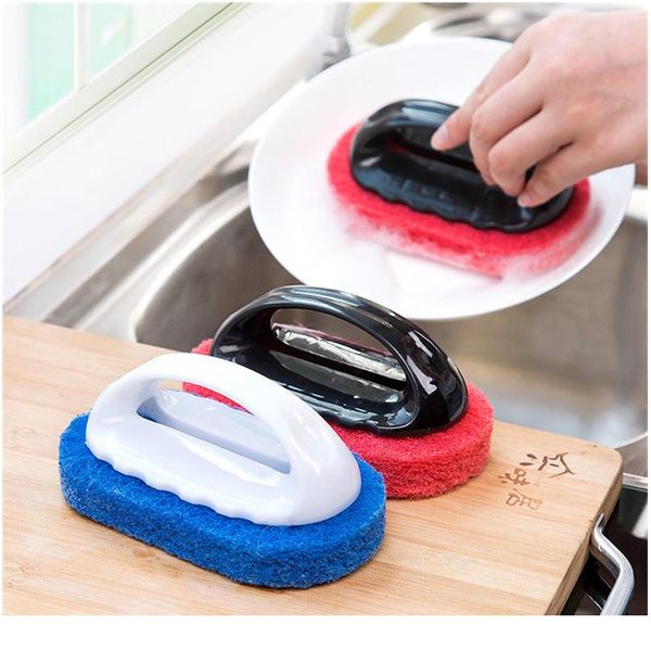 

1pc kitchen cleaning bathroom toilet kitchen glass wall cleaning bath brush plastic handle sponge bath bottom cleani sqcvsb