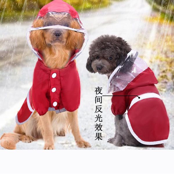 

dog apparel raincoat medium large waterproof night safety walking rain gear supplies two-legged jacket clothing