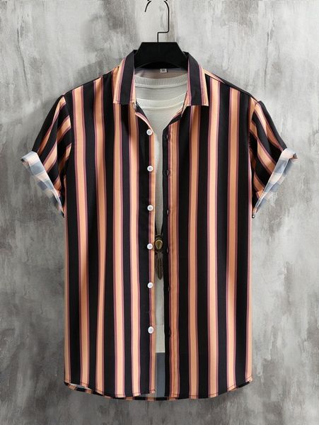 

men block striped shirt without tee k7d4#, White;black