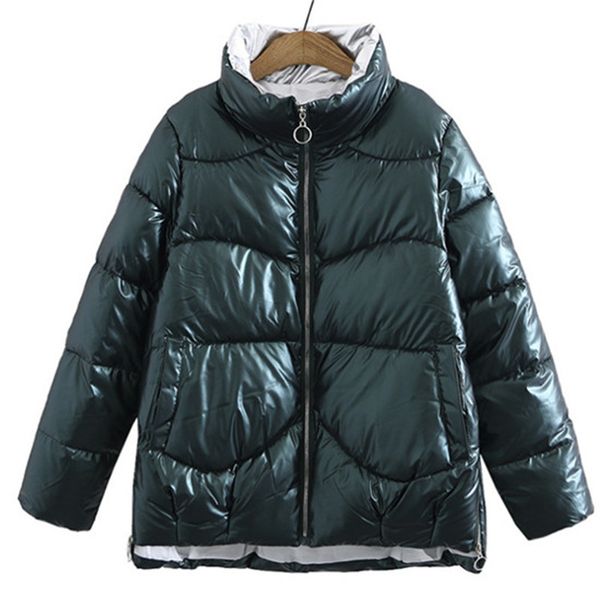 

2021 new great-size bright female face fall and winter korean fashion cotton coat is thin loose ao5g, Black