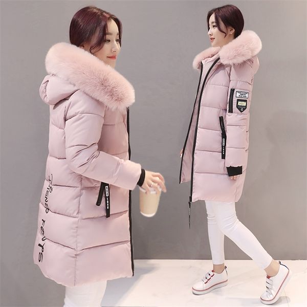 

parka women winter coats long cotton casual fur hooded jackets women thick warm winter parkas female overcoat coat mld1268 201217, Black