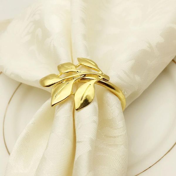 

6pcs party napkin ring metal plating dinner room leaves shaped banquet table decoration buckle wedding home l restaurant1