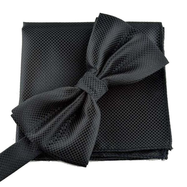 

bow tie set handkerchief for man black bowtie shirt accessory plaid bowknot red pocket square butterfly check hanky, Black;blue