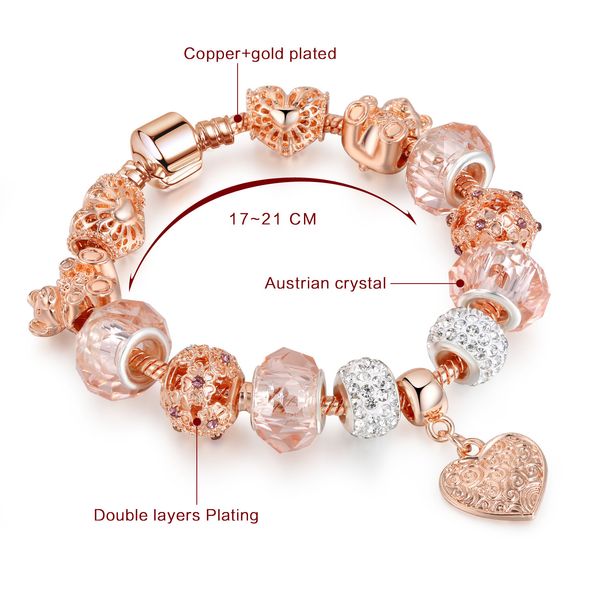

2so4rose silver charm fashion gold box women royal crown bracelet purple crystal beads diy jewelry with