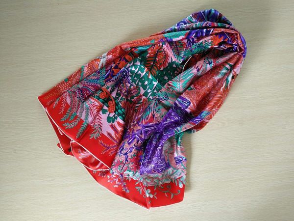 

scarves 2021 arrival spring summer tree design 100% silk scarf twill hand made roll 140*140 cm shawl wrap beach for women lady, Blue;gray